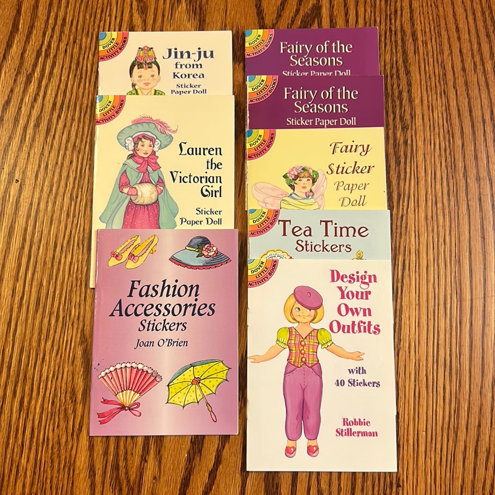 New 8 Dover Little Activity Books - 6 Books w/ Dolls & 2 Books of Stickers